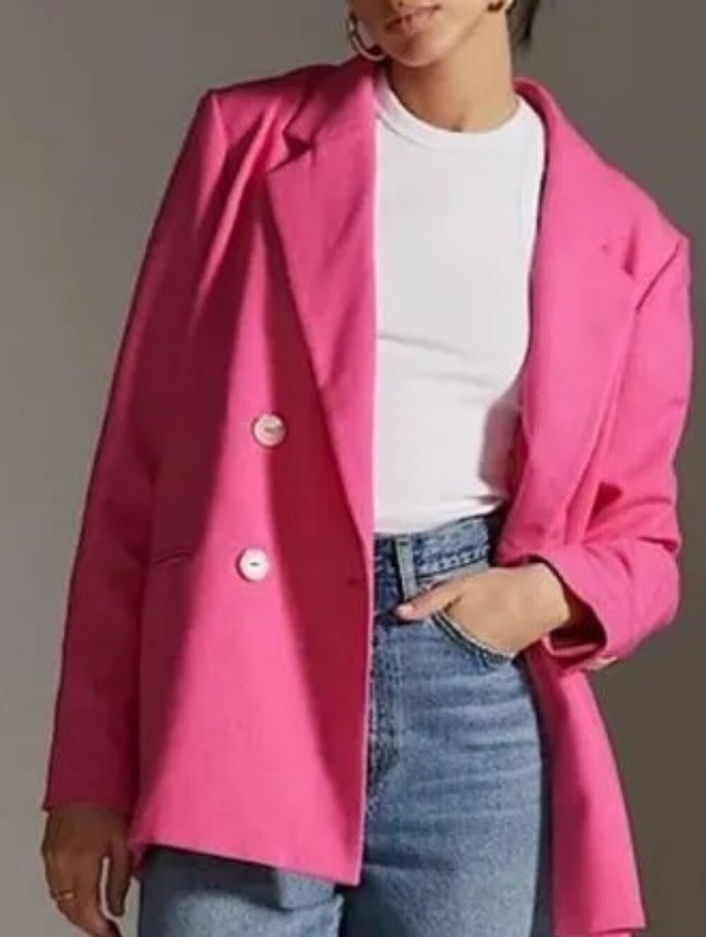 Anthropologie Double Breasted Blazer Vibrant Pink Power Suit Jacket Plus 1X